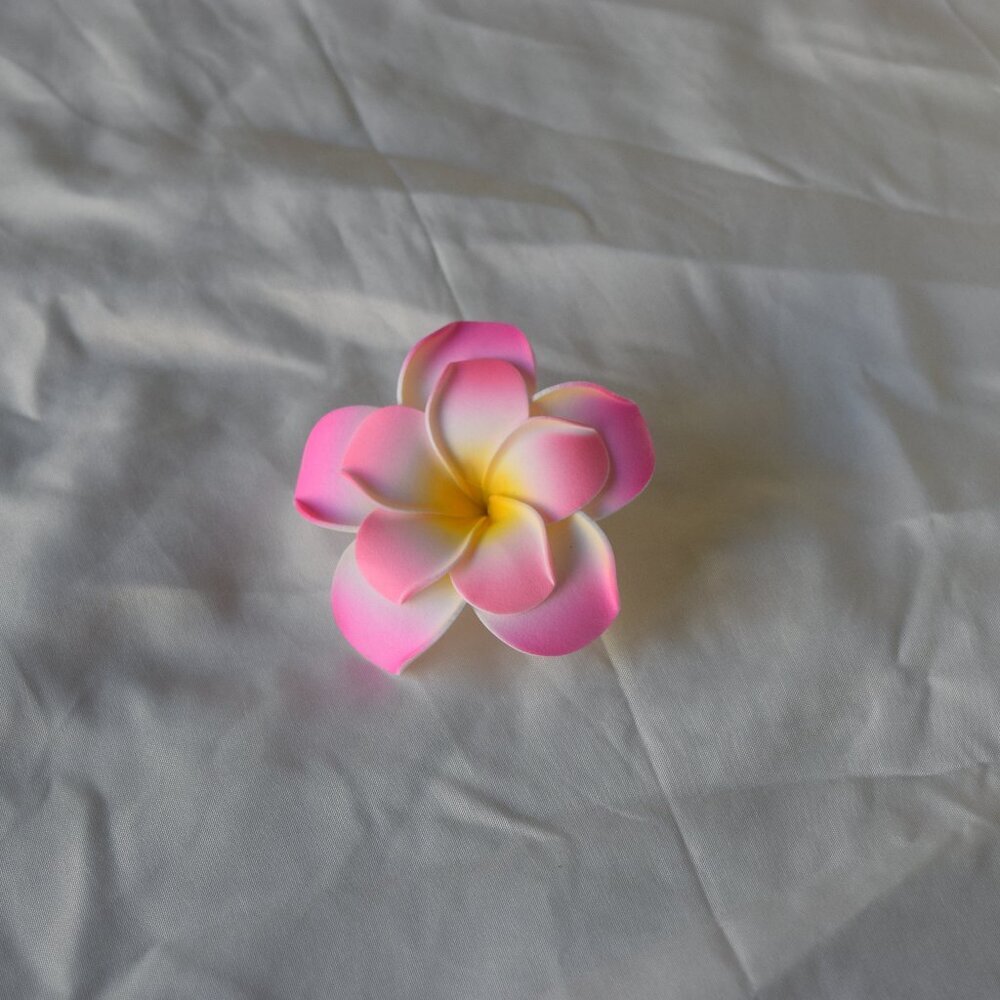 Plumeria Frangipani Foam Flower with Alligator Clip Pink White Yellow